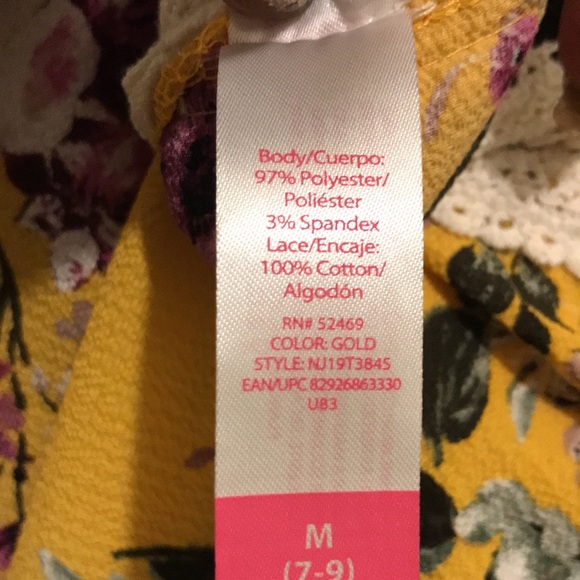 NOBO Floral Yellow Medium 
One-Piece Kimono Cardigan with Lace Trim - Picture 5 of 9